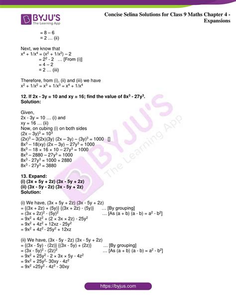 Selina Solutions Class 9 Concise Maths Chapter 4 Expansions Download