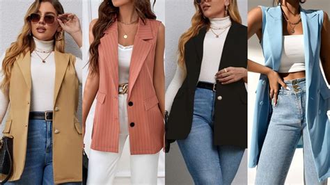 Outfits Con Blazer Sin Mangas Para Mujer Chaqueta Sin Mangas Para