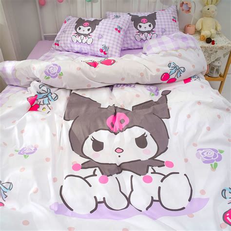 Kuromi Inspired Bedding Sheet Duvet Set Queen Twin Double Full Purple