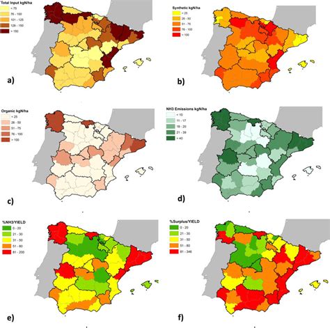 Maps Of Spain Showing Total N Entering To Cropping Soils Kg N Ha