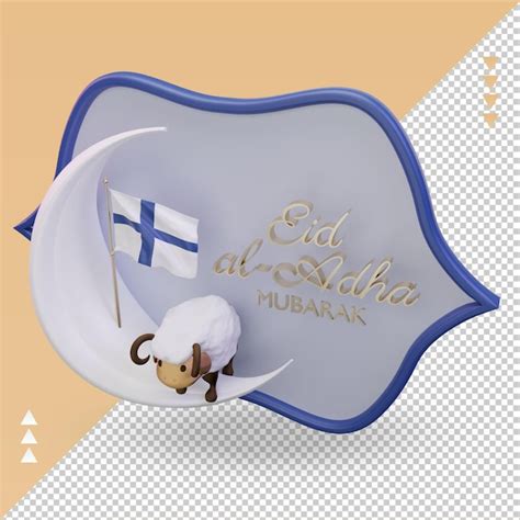 Premium PSD 3d Eid Al Adha Finland Flag Rendering Right View