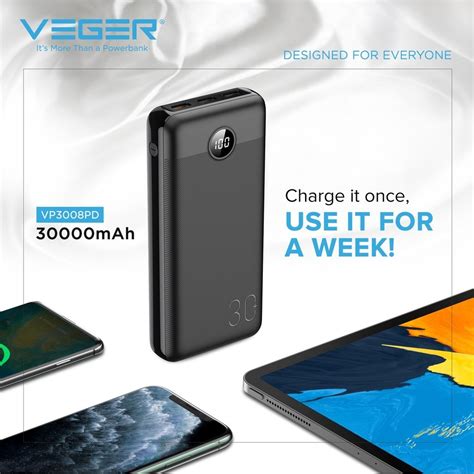 Veger Power Bank L Mah Pd W Support Qualcomm Quick Charge