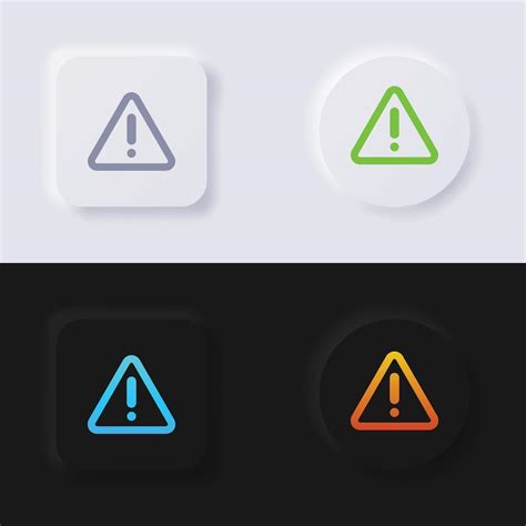 Exclamation Mark Symbol Warning Symbol Icon Set Multicolor Neumorphism Button Soft Ui Design