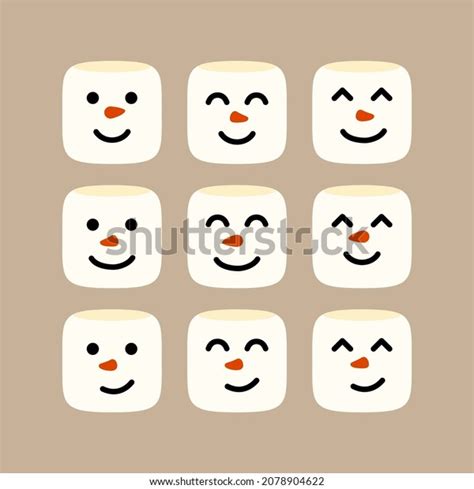 Set Marshmallow Cute Face Character Flat Stock Vector Royalty Free