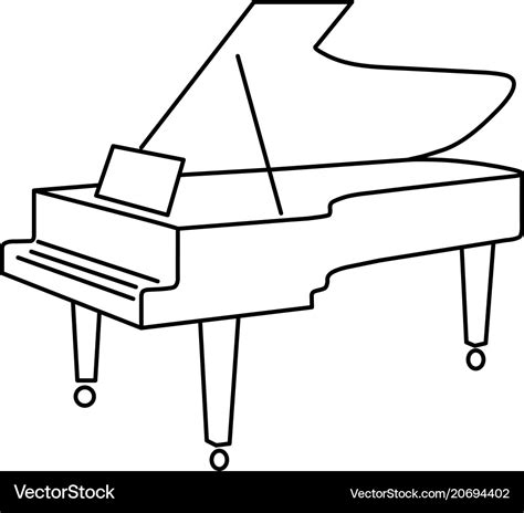 Contour grand piano from black lines on white Vector Image