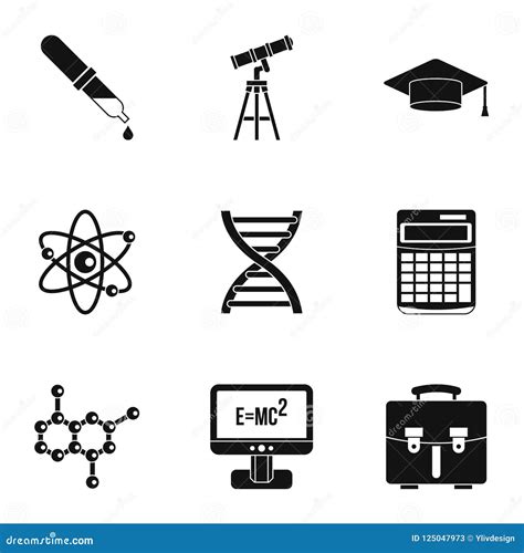 Scientific Research Icons Set Simple Style Stock Illustration