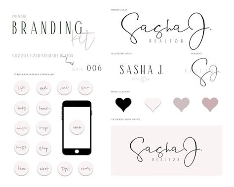 Premade Branding Kit Business Logo Kit Logo Set Social Etsy