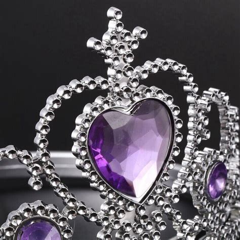 Woman Wedding Faux Rhinestone Crown Headband Silver Tone Purple Q8g7