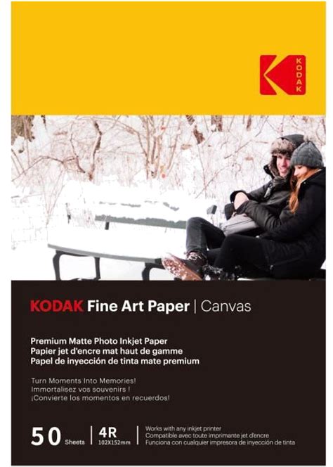 KODAK 50 feuilles de papier photo 230g m² mat Format A6 10x15cm