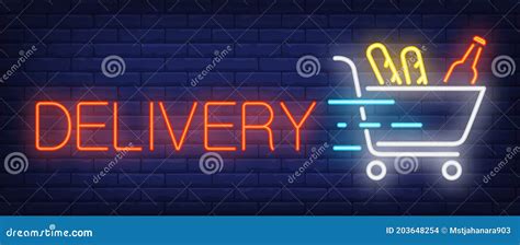 Delivery Sign In Neon Style Stock Vector Illustration Of Light Neon