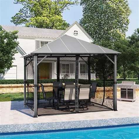 Casainc Hardtop Gazebo 10x10 Ft Aluminum Frame Permanent Outdoor