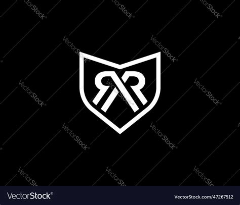 Simple black shield letter rr logo type design Vector Image