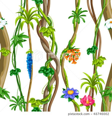 Twisted Wild Liana Branch Seamless Pattern Stock Illustration