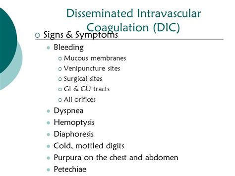 Disseminated Intravascular Coagulation Symptoms