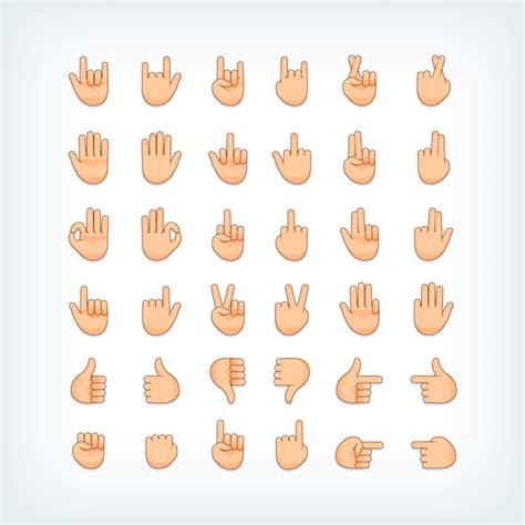 Premium Vector Hand Gestures Icons Collection Palm Fist Finger