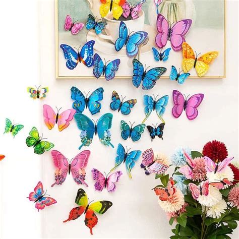 12pcs Double Layer 3d Butterfly Wall Sticker On The Wall Home Decor