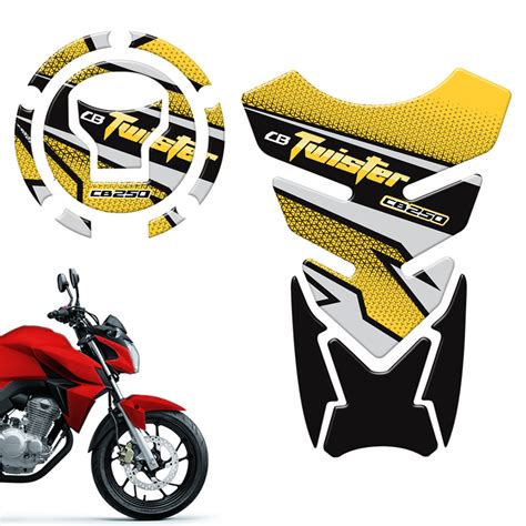 Adesivos Moto Honda CB250 Bocal E Tanque Amarelo Resinado Sportinox