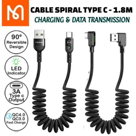 Jual Mcdodo Coiled Spiral Cable Usb Type C A Kabel Data Fast Charging