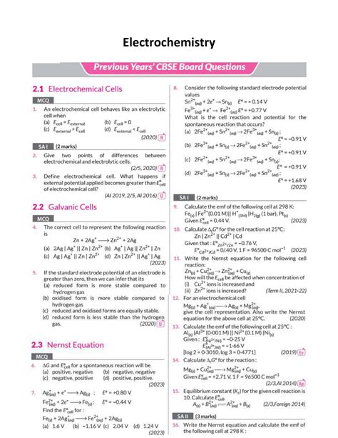 Electrochemistry Practice Questions Chemistry Sl Studocu