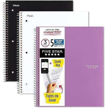 Five Star Cuaderno Espiral Plus Aplicaci N De Estudio Paquete De