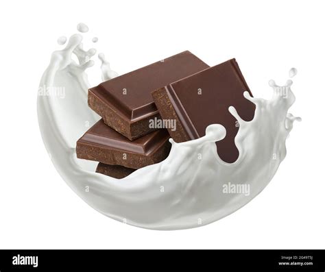 Chocolate bar with milk splash isolated on white background Stock Photo ...