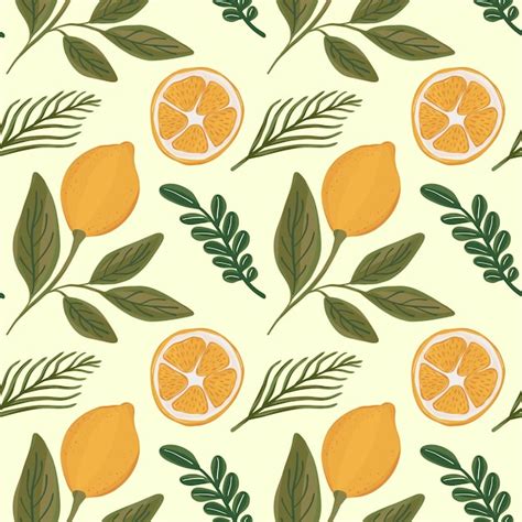 Premium Vector Hand Drawn Lemon Seamless Pattern