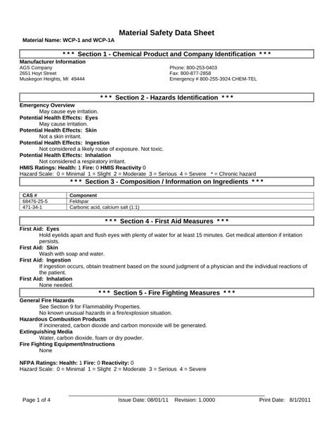 Pdf Material Safety Data Sheet Ags Company All The Parts €¦ · Material Safety Data