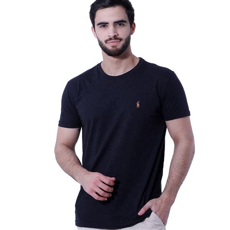 Camiseta Rl Slim Fit Preta Com Logo Colorido Ralph Lauren Outlet4u