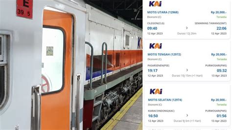 Cara Pesan Tiket Kereta Api Motis Tengah Utara Dan Selatan Rp20 Ribu