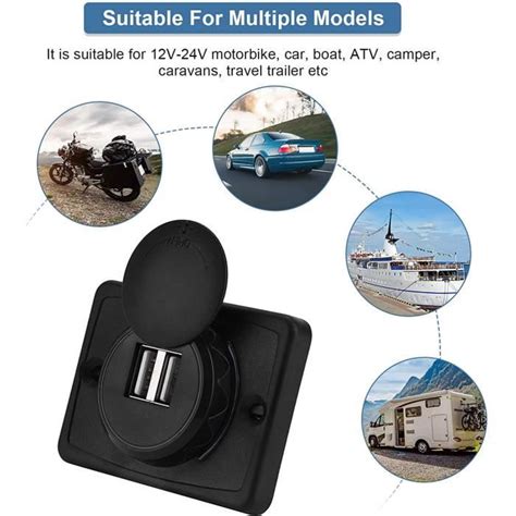 Prise Usb V Encastrable Camping Car Voiture Double Prise Usb C Ble De