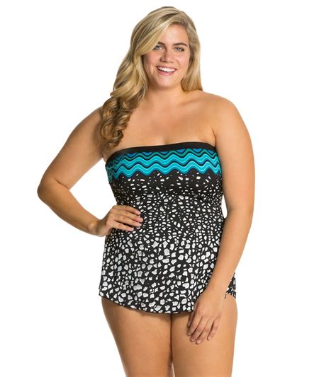 Maxine Plus In The Groove Bandeau Sarong One Piece Swimsuit At