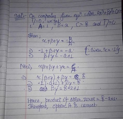 If One Of The Zeros Of The Cubic Polynomial X3 Ax2 Bx C Is 1