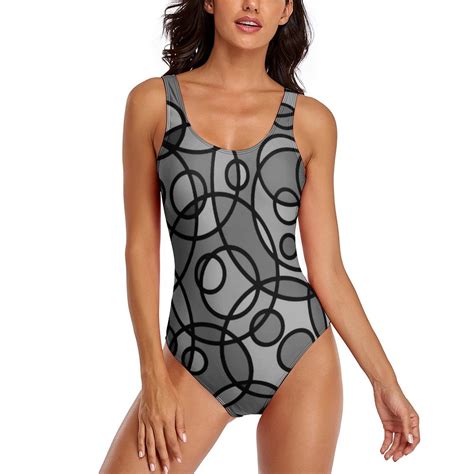 Geometric Art Swimsuit Yellow Brick Road Print One-Piece Swimwear Push