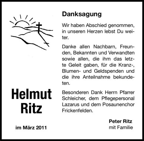 Traueranzeigen Von Helmut Ritz Trauer Nn De