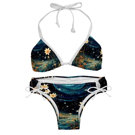 Starry Plants Stylish Swim Suits Bikini Set Detachable Sponge