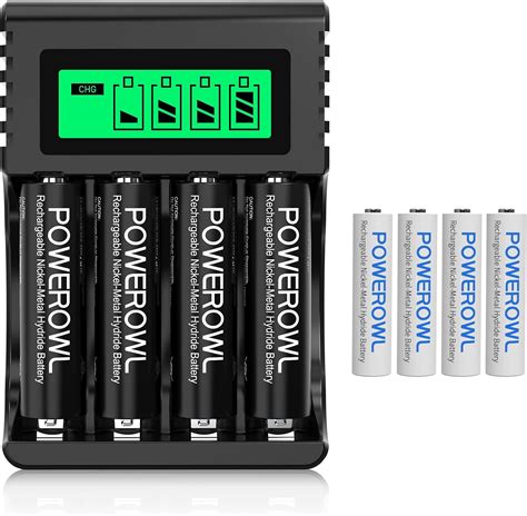 POWEROWL 4 Bay LCD Battery Charger AA AAA Smart Battery Charger USB