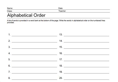 Alphabetical Order Language Third Grade Language Arts Standards I4c