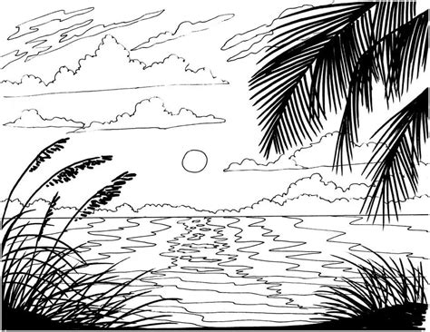 Sunset Coloring Page