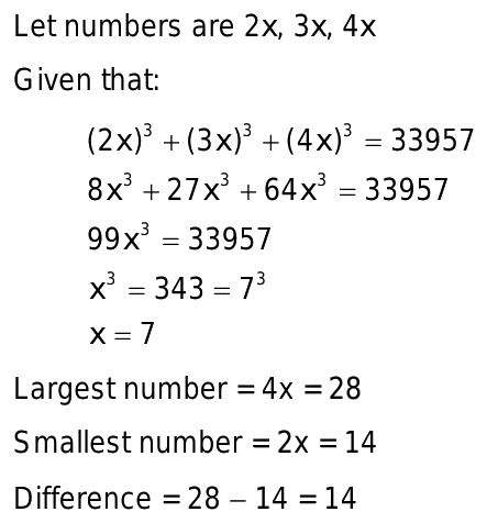 Three Numbers Are In Ratio The Sum Of Their Cubes Is Find