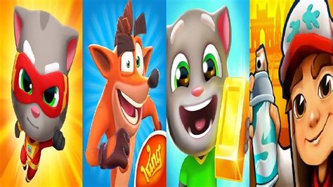 Talking Tom Hero Dash Vs Crash Bandicoot On The Run Vs Talking Tom Gold