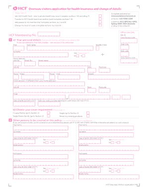 Fillable Online Overseas Visitors Application For Health Insurance Fax