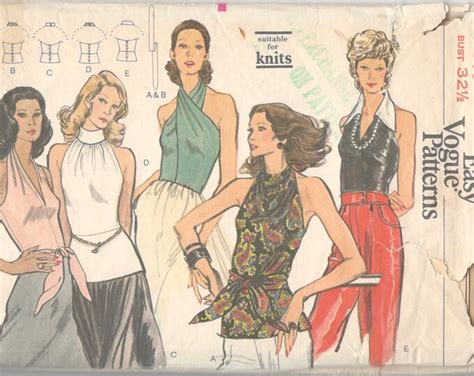 Vogue 8440 1970s Misses Sexy Halter Top Pattern Womens Vintage Etsy