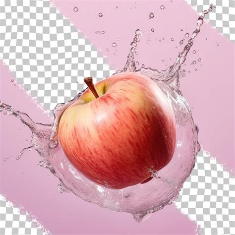 Una Manzana Que Se Deja Caer En Agua Sobre Un Fondo Transparente