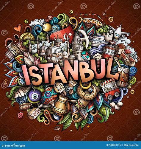 Istanbul Hand Drawn Cartoon Doodles Illustration Funny Travel Design