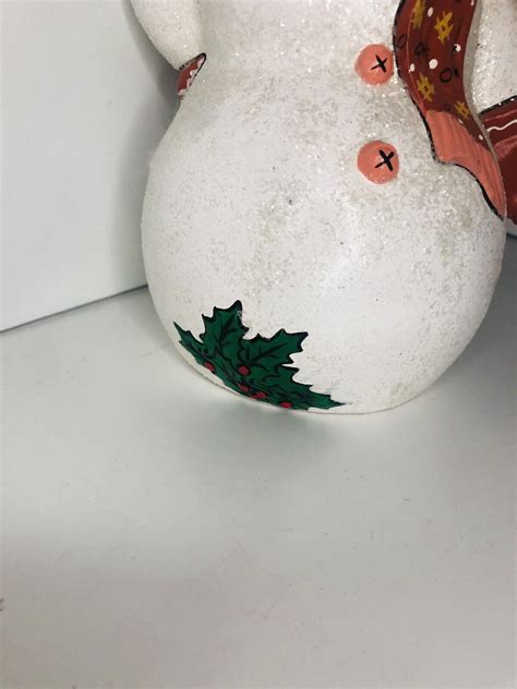 Snowman H Ceramic Vintage Hand Painted Christmas Decor