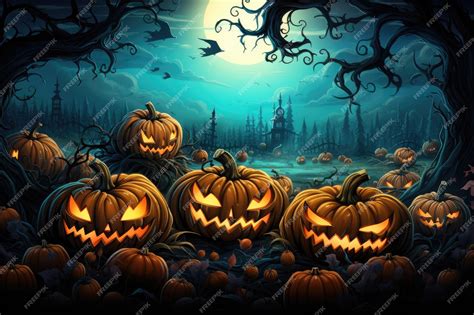 Premium Ai Image Cute Halloween Night Cemetery Wallpaper With Spooky