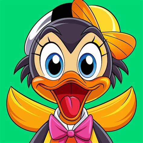 Premium Vector A Cartoon Duck With A Bow Tie That Says Duckie