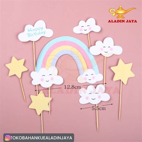 Jual Topper Happy Birthday Bentuk Awan Dan Pelangi Shopee Indonesia