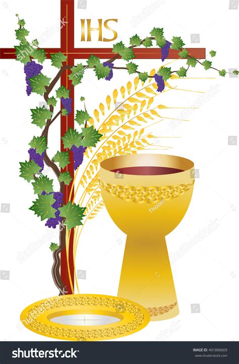 Eucharist Symbols Bread Wine Chalice Host Stock Vector 401806669