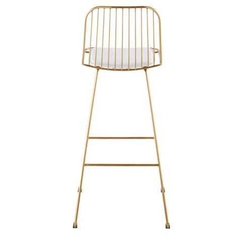 Chaise de bar en acier doré et blanche H76 Huppy Maisons du Monde